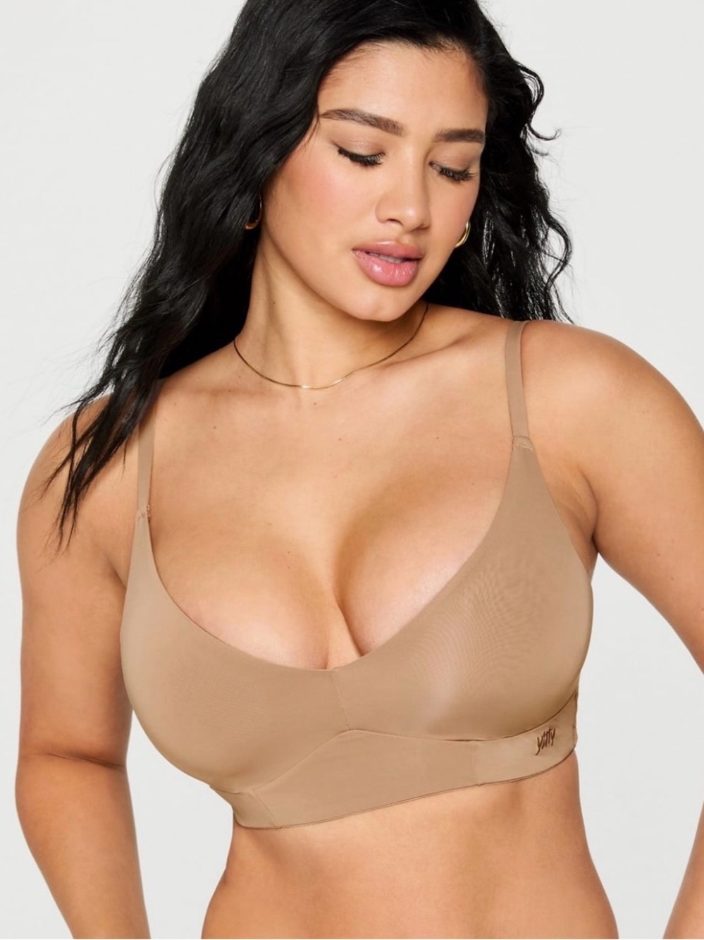 NWT Yitty Fabletics Smooth Reality Plunge Bra Convertible Wireless Taupe  Plus 3